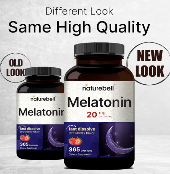 Melatonina 20mg, 365 comprimidos Mastigável Sabor Morango, NatureBell