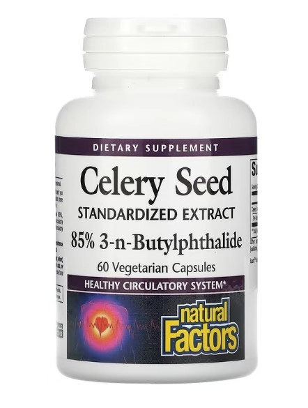 Celery Seed, Semente de Aipo, Extrato Padronizado, 60 Cápsulas Natural Factors