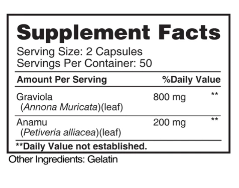 Graviola Anamu, 1000mg, 100 Cápsulas, Earth's Creation