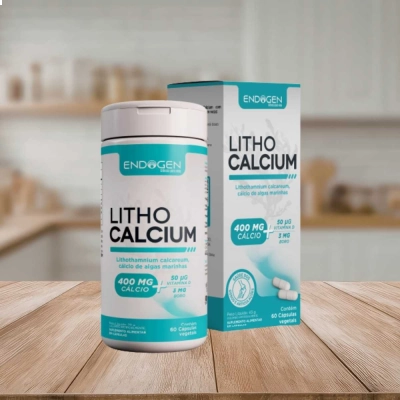 Lithocalcium, 400mg de Cálcio + Vitamina D e Boro, 60 Cápsulas, Endogen