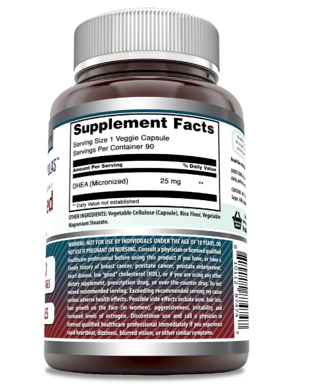 DHEA Micronizado, 25Mg, 180 Cápsulas, Amazing Formulas