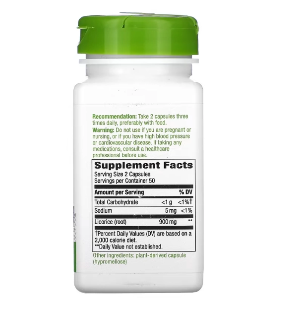 Raiz de Alcaçuz, 450 mg, 100 Cápsulas, Natures Way