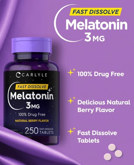 Melatonina 3mg, Fast Dissolve, 250 Comprimidos Sublinguais, Carlyle
