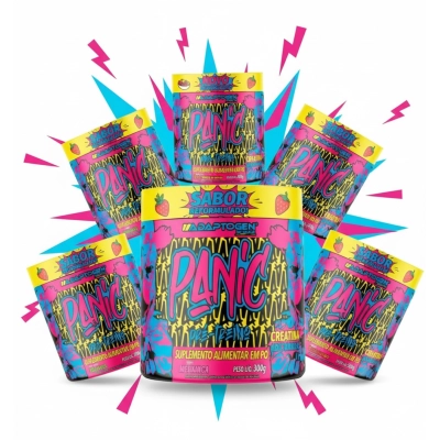 Pré-Treino Panic com Creatina, 300g Sabores, Adaptogen