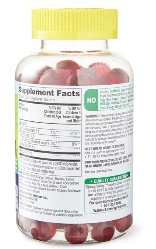 Melatonina Kids 1mg, 120 Gomas Zero açúcar, Spring Valley