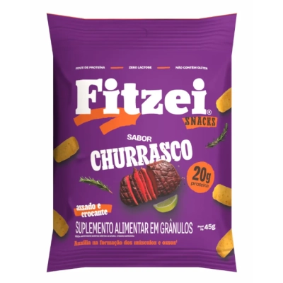 Fitzei Snacks, Suplemento Alimentar Crocante com 20g de Proteínas, 45g Sabores, Vitafor