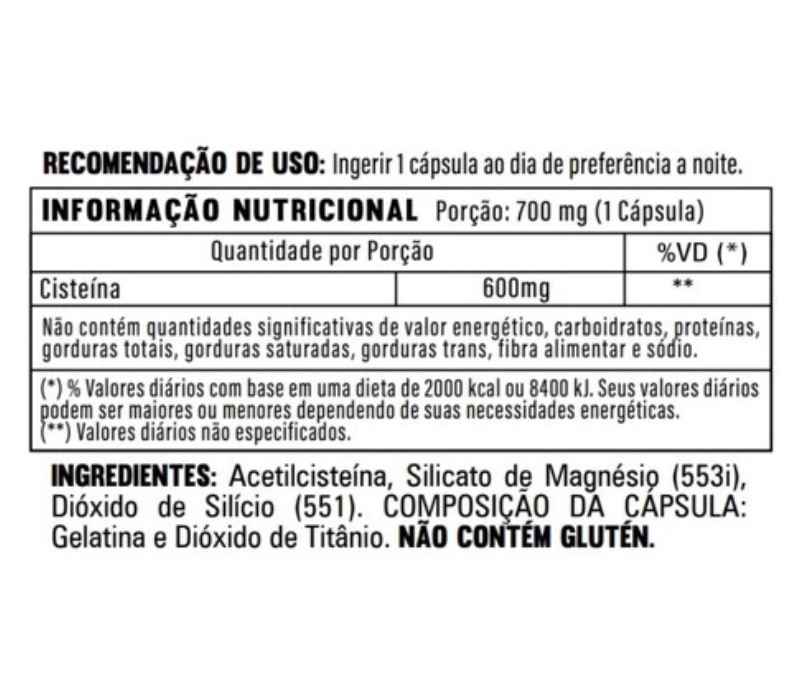 NAC (N-Acetilcisteína), 600mg, 30 Cápsulas, Flora Nativa