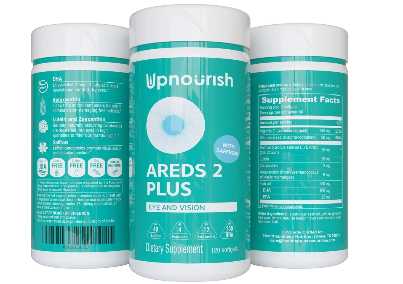 Areds 2 Plus, Vitaminas para os Olhos Senior, Alívio da Cansaço Ocular e Saúde Ocular, 120 Cápsulas, UpNourish