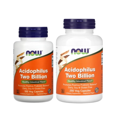 Probiótico Acidophilus 2 Bilhões de UFCs, Equilíbrio da Microbiota Intestinal e Suporte Digestivo, Now 