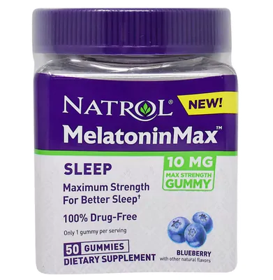 MelatoninMax 10mg, 50 Gomas Sabor Mirtilo, Natrol