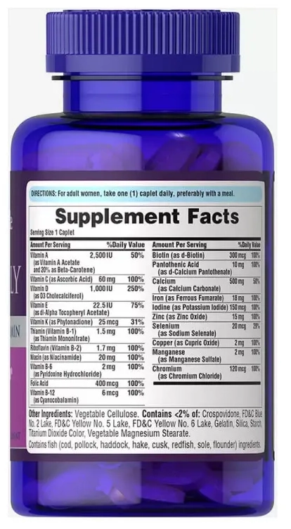 Multivitamínico Diário para Mulheres, 100 Cápsulas, Puritans Pride