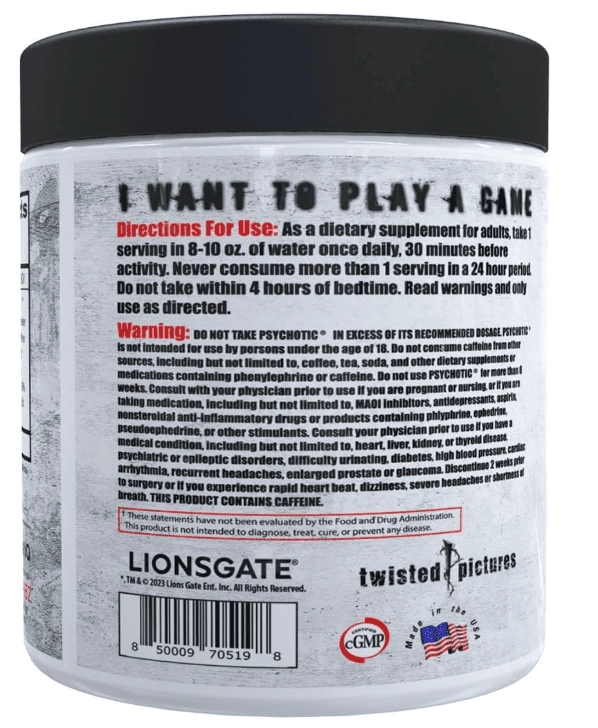 Pré-Treino Psychotic High Stim com OxyGold e AMPiberry, Sabores, Insane Labz