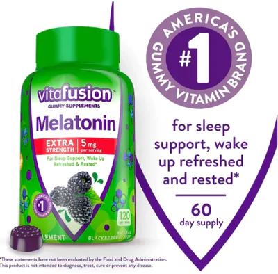 Melatonina 5mg, 120 Gomas, Sabor Blackberry, Vitafusion
