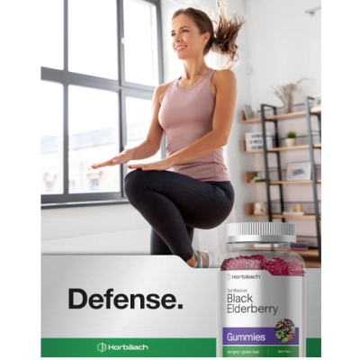 Black Elderberry, Sabugueiro Preto com Zinco e Vitamina C, 120 Gomas sabor Frutas Vermelhas, Horbaach