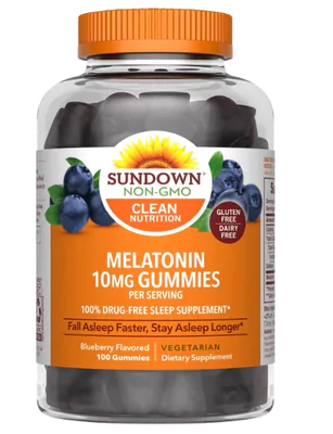 Melatonina 10mg, 100 Gomas Sabor Blueberry, Sundown