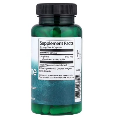 L-Arginina 500mg, 100 Cápsulas, Swanson