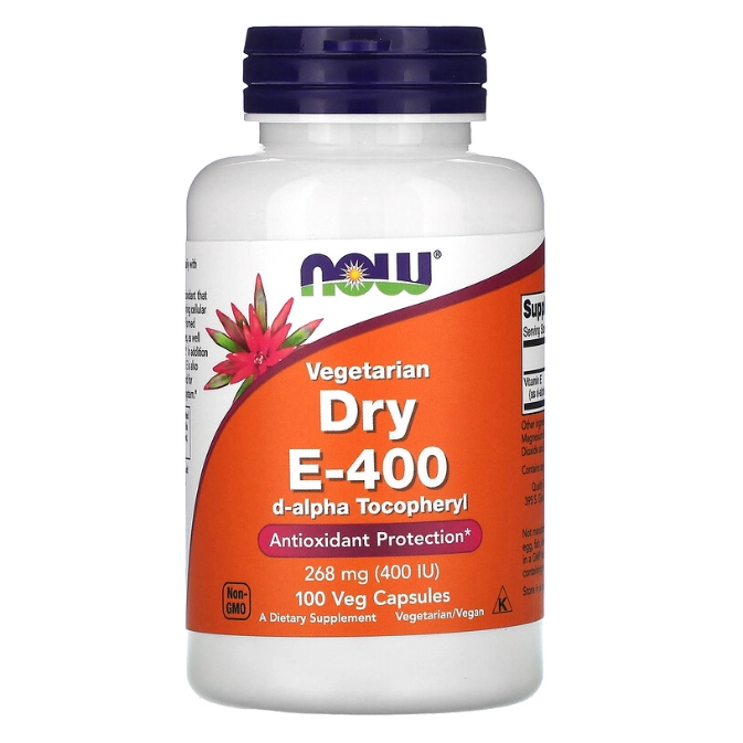 Vitamina E, Vegetariano, 268mg (400 UI), 100 Cápsulas, Now