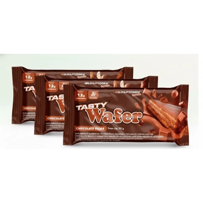 Tasty Wafer, Barra de Proteína, Sabores, 3 unidades 50g Cada, Adaptogen