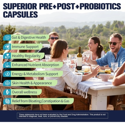 Probiótico + Prebiótico + Pós-biótico + Enzimas Digestivas, 120 Cápsulas, Totaria Health