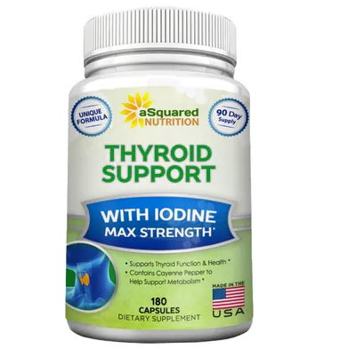 Thyroid Support, Auxiliar para Hormônios e Energia Saudáveis,180 Cápsulas, aSquared Nutrition