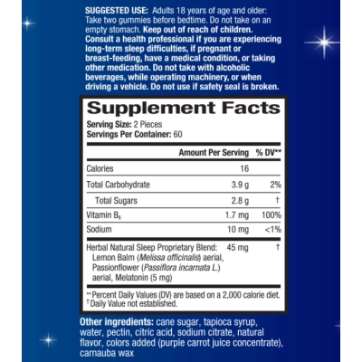 Simple Slumbers, Melatonina 5mg com  Vitamina B, Passiflora e Erva-cidreira, 120 Gomas sabor framboesa, Unisom  