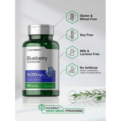 Blueberry Concentrado De Mirtilo 16.000mg, 150 Cápsulas - Horbaach