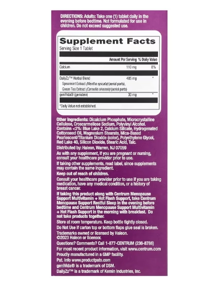 Centrum, Suporte na Menopausa, Sono Reparador, 28 Comprimidos