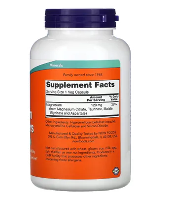 Transporters Magnésio 120mg,  180 Cápsulas, Now