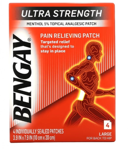 Adesivo para alívio da dor, De ultra resistência, Grande, 4 adesivos, Bengay