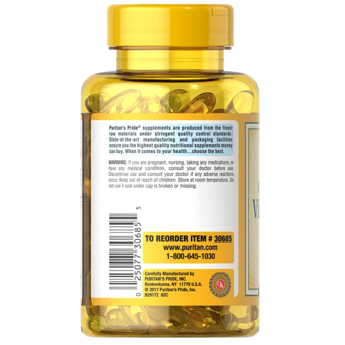 Vitamina D3, 125mcg (5.000iu), 200 Cápsulas, Puritan's Pride