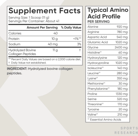 Peptídeos de Colágeno Premium, 454g Sem Sabor, Sports Research