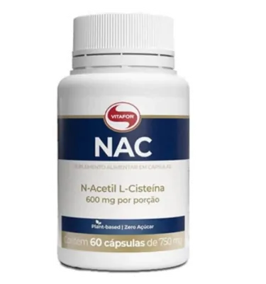 NAC, N-Acetil L-Cisteína, 750mg, 60 Cápsulas, Vitafor