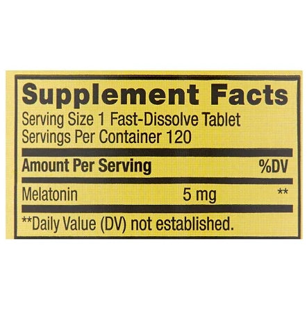 Melatonina 5mg, 120 Comprimidos, Sublingual, Spring Valley