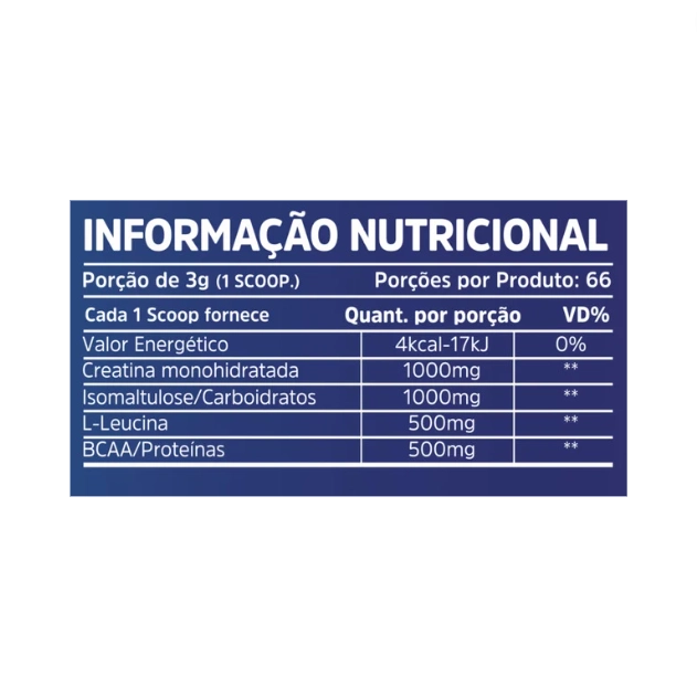 Creatina Hidrolisada e Micronizada + Palatinose + Leucina + BCAA, 200g, Sunfood