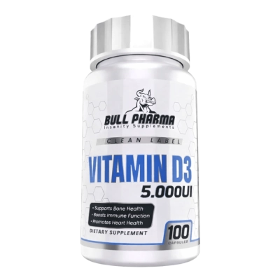 Vitamina D3, 5000UI, 100 Cápsulas, Bull Pharma