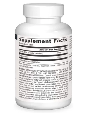 Pregnenolone, 10mg, 60 Tabletes, Source Naturals