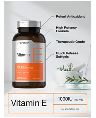 Vitamina E 1000UI, 200 Cápsulas, Horbaach