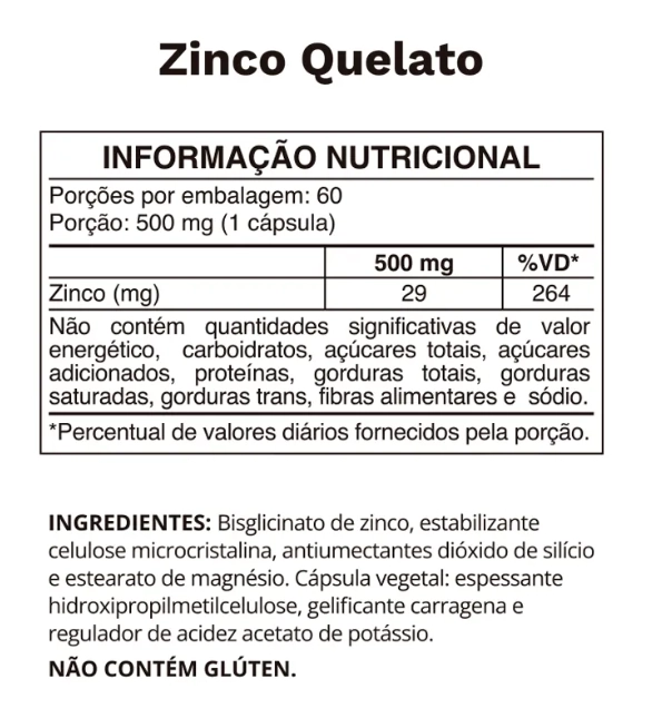 Zinco Quelato 500mg, 60 Cápsulas, Ocean Drop