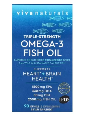 Ômega 3, 2500mg, Com ácidos Graxos Reesterificados, 90 cápsulas, Viva Naturals