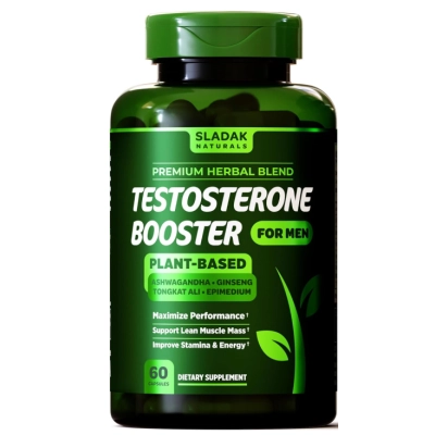 Testosterone Booster, Potencializador de Testosterona Masculina, 60 Cápsulas, Sladak Naturals ㅤ