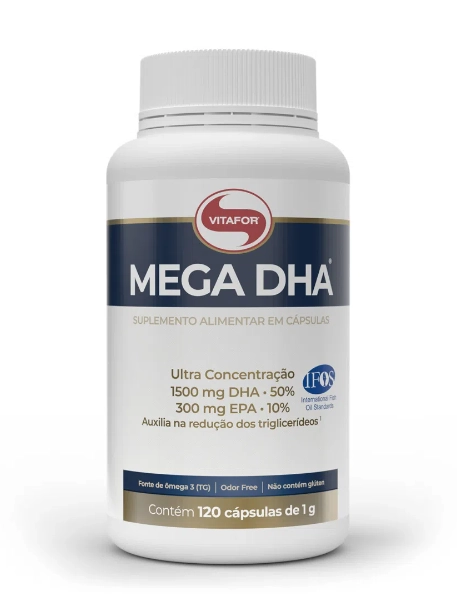 MEGA DHA, EPA 300mg/ DHA 1500mg, 120 Cápsulas, Vitafor