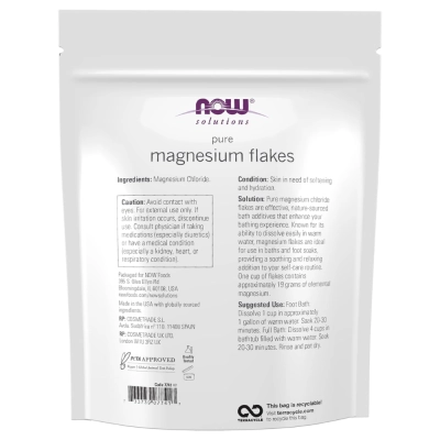 Magnésio Flakes, Relaxamento, Recuperação e Conforto Muscular, 750g, NOW