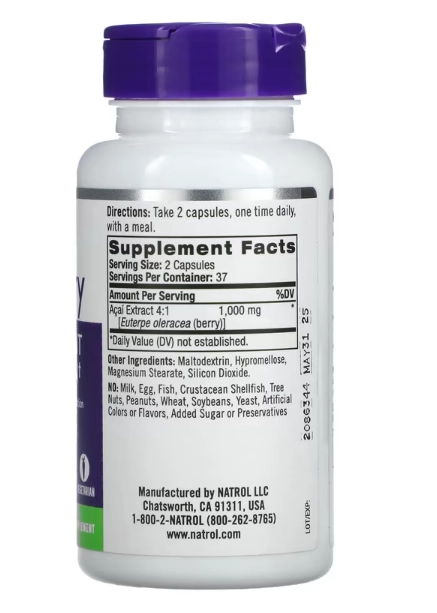 Açaí Berry, 1000mg, 75 Cápsulas, Natrol