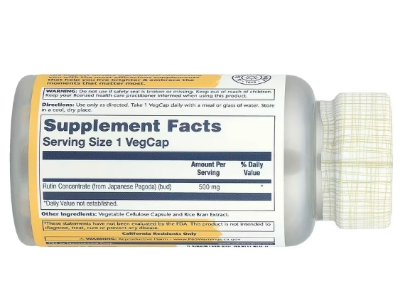 Rutin, Rutina 500mg, 90 VegCaps, Solaray