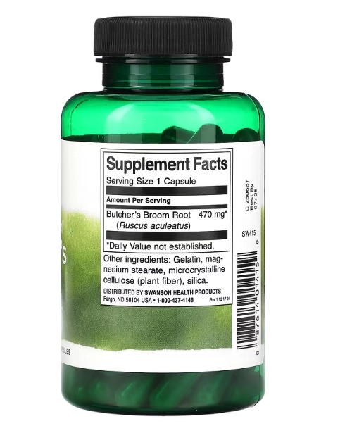 Full Spectrum Butcher's Broom, 470mg, 100 cápsulas, Swanson