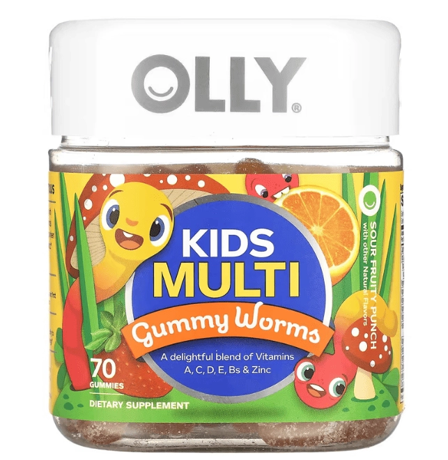 kids Multi, Multivitamínico para Crianças, 70 Minhocas de Gomas Sabor Ponche de Frutas,  OLLY