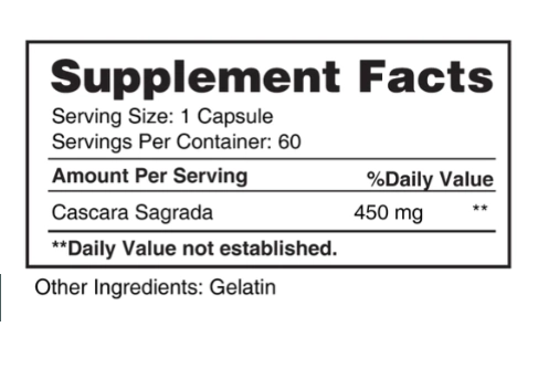 Cáscara Sagrada 450mg, 60 Softgels, Earth's Creation