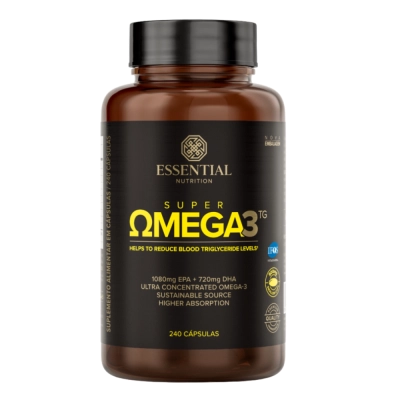 Super Ômega 3 TG, Saúde Cardiovascular, Cerebral e Anti-inflamatória, 240 Cápsulas, Essential Nutrition