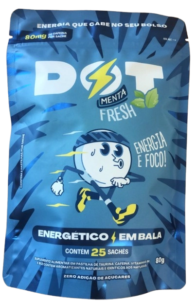 DOT Fresh, Energético em Bala, Sabor Menta, 25 Sachês