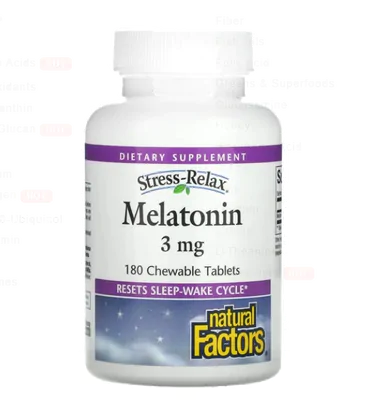 Melatonina 3mg, 180 Cápsulas Mastigáveis, Natural Factors
